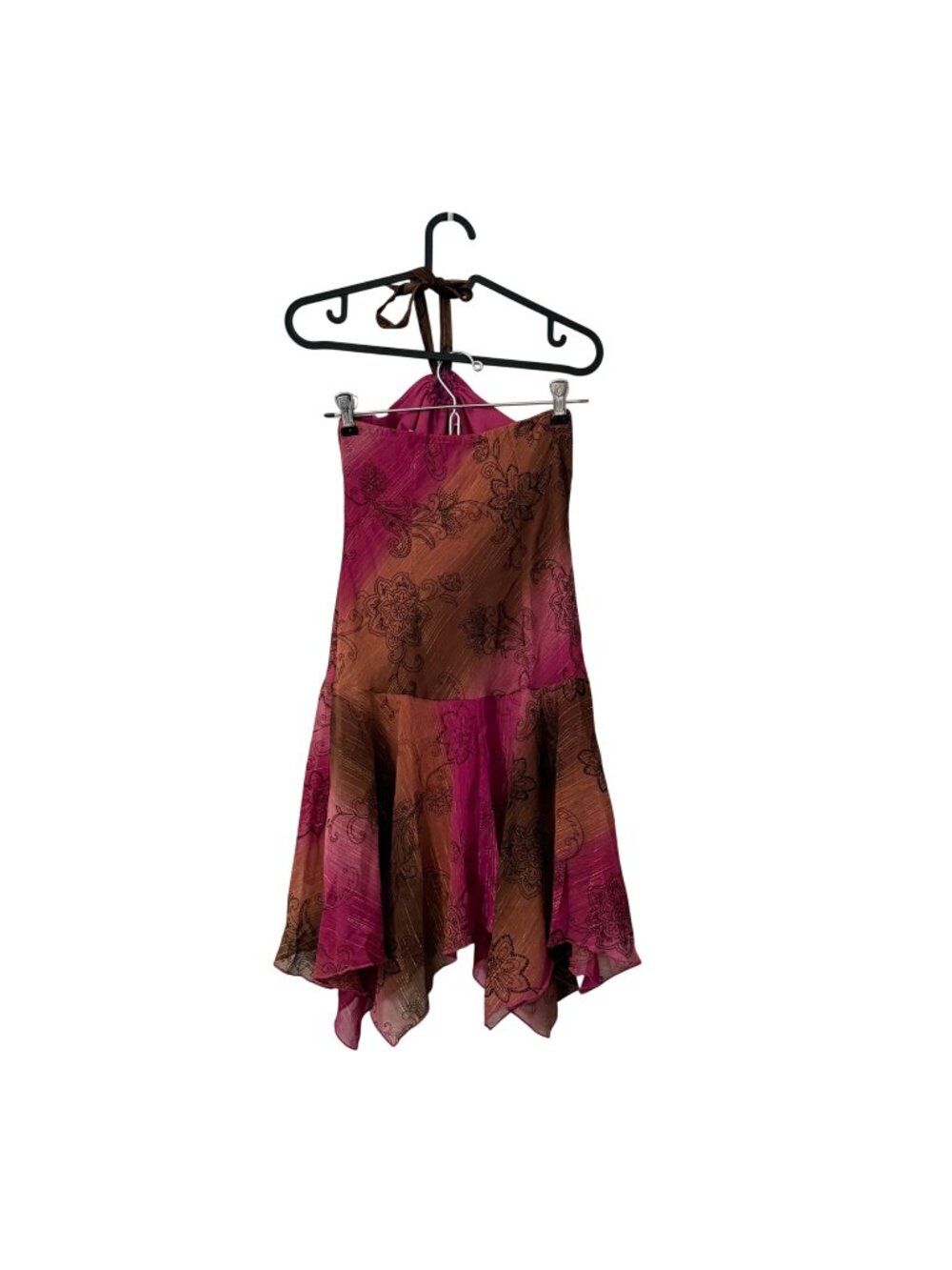 Vintage Y2K She's The 1 Paisley Burgundy Halter Fairy Dress Womens Small